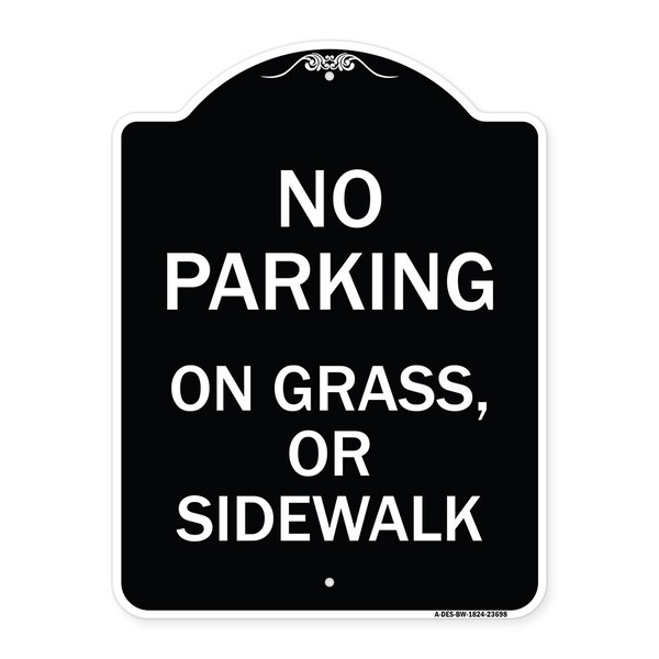 No Parking on Grass or Sidewalk Parking Heavy-Gauge Aluminum Sign, 24" x 18", BW-1824-23698